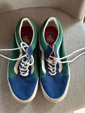 Vans Green and Blue Old Skool Low-Top Sneakers